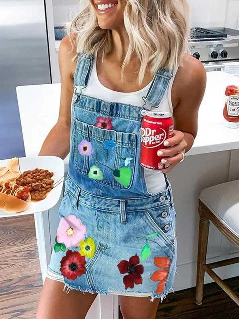 Ladies Slim Suspender Half Body Denim Suspender Skirt