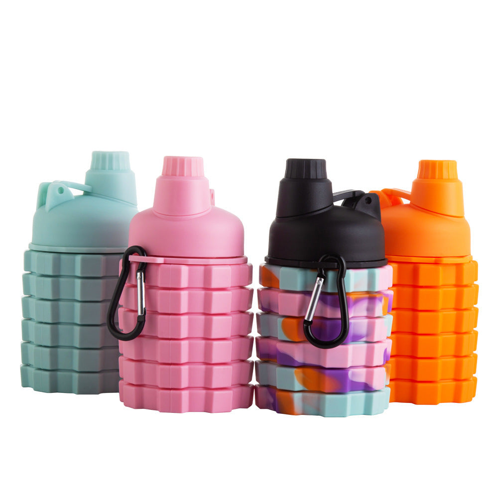 Sports Fitness Portable Silicone Foldable Retractable Mountaineering Cycling Water Bottle