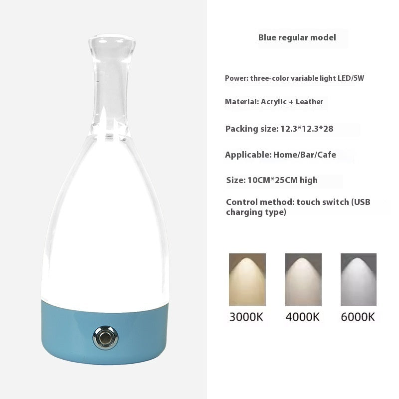 Portable Wine Bottle Charging Lamp Leather Led Touch Dimming Atmosphere Small Night Lamp