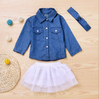 Denim jacket three-piece suit