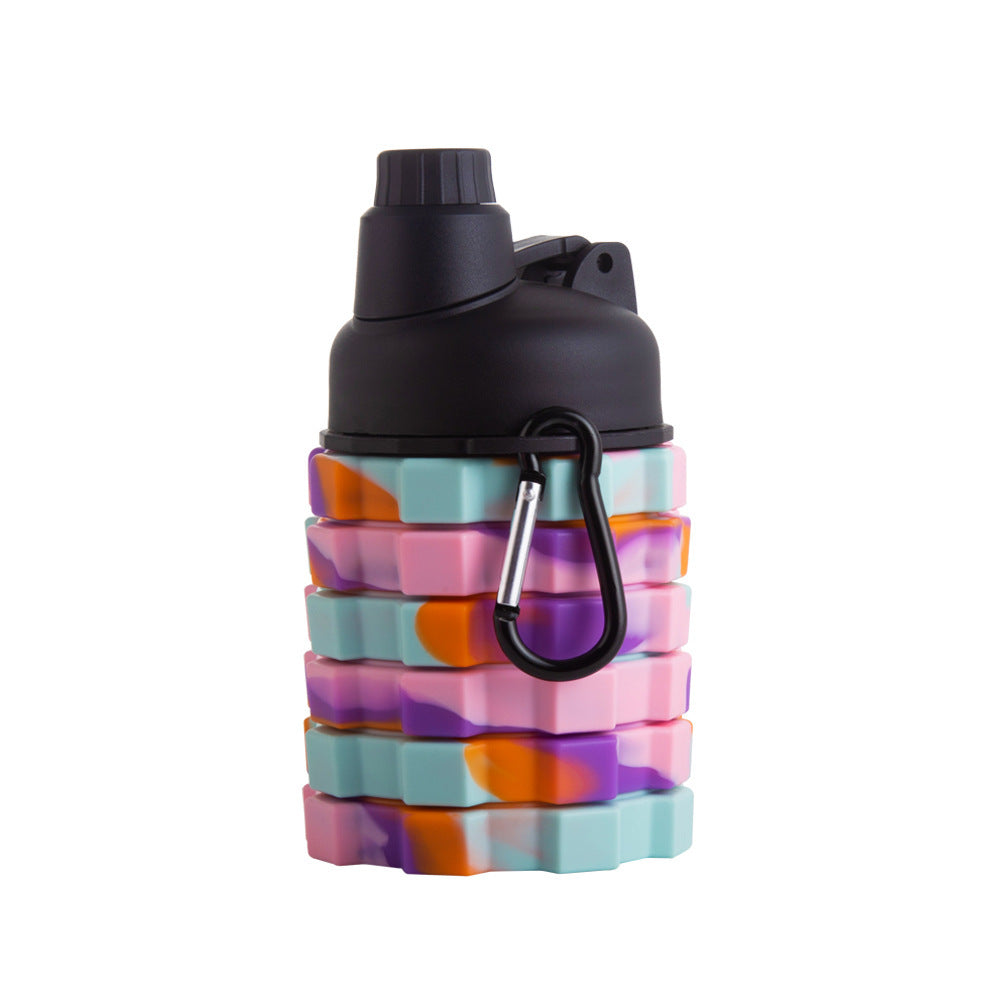 Sports Fitness Portable Silicone Foldable Retractable Mountaineering Cycling Water Bottle