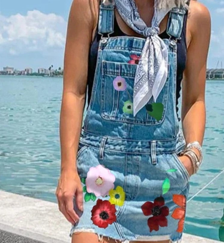 Ladies Slim Suspender Half Body Denim Suspender Skirt