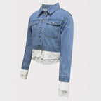 Lace Stitching Fashion Denim Jacket