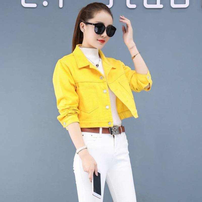 Fashion Simple Solid Color Short Denim Jacket