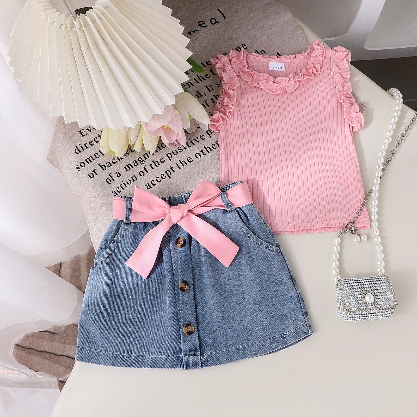 Summer Denim Skirt Belt Three-piece Set