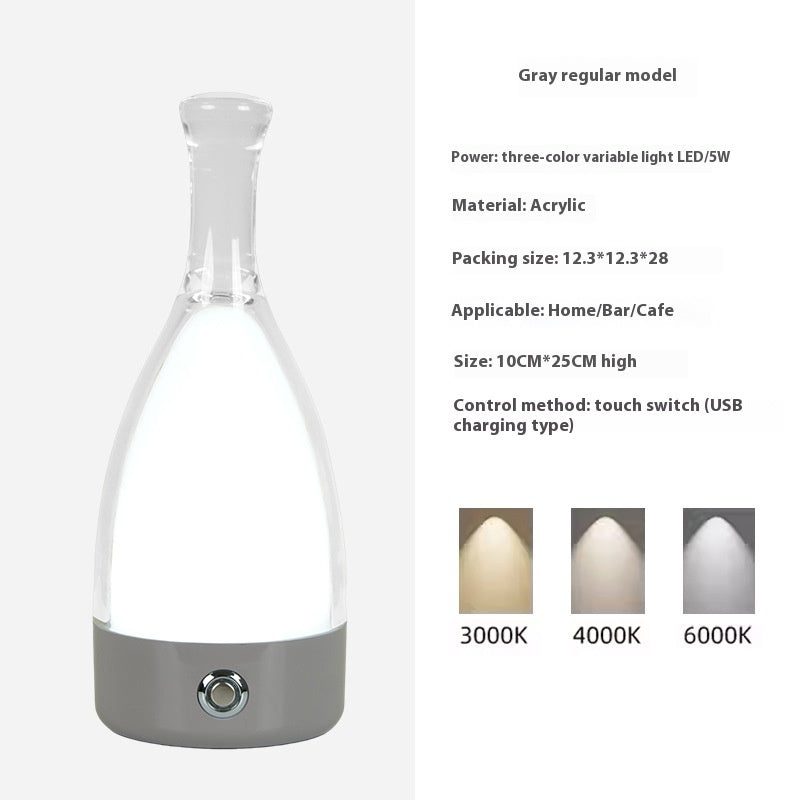 Portable Wine Bottle Charging Lamp Leather Led Touch Dimming Atmosphere Small Night Lamp