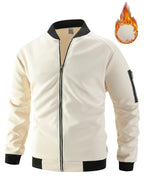 Men's Waffle Solid Color Cardigan Pocket Zipper Thickening Stand Collar Coat