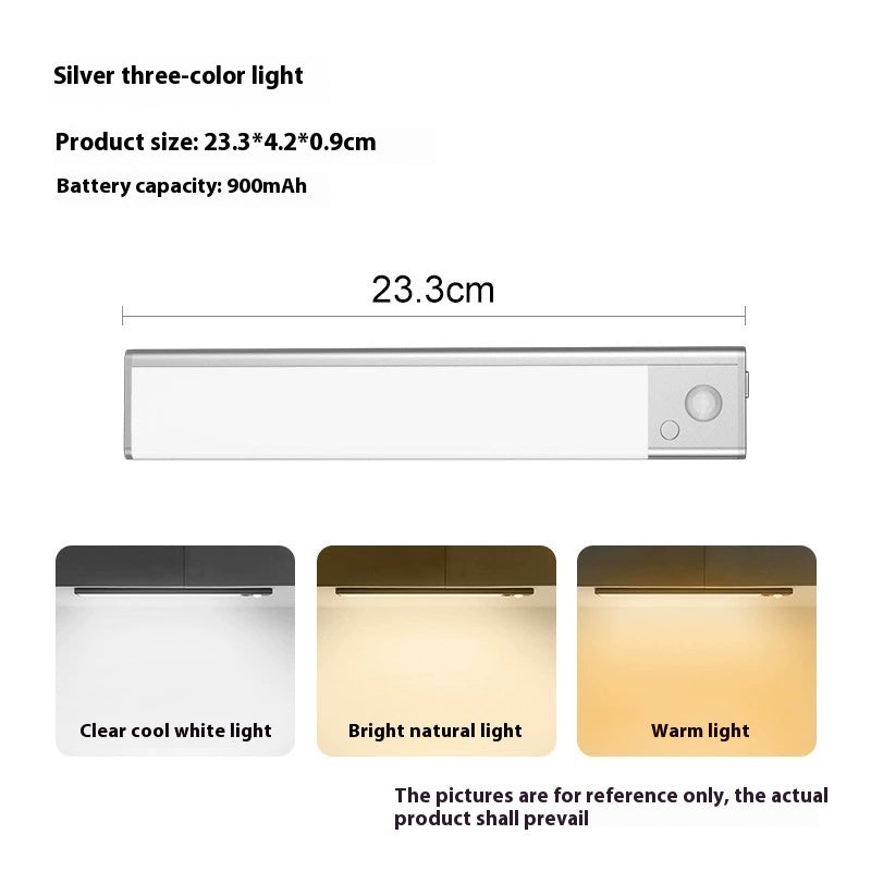 Stair Magnetic Three-color Wireless Led Smart Rechargeable Wardrobe Wine Closet Light Bar