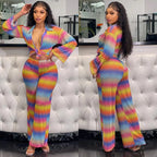 Women's Printed Pleated Stretch Shirt Trousers Suit