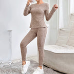 2 Piece Lounge Sets For Women Casual Pajamas Fall Fashion Outfits Long Sleeve Ribbed Knit Sweatsuits