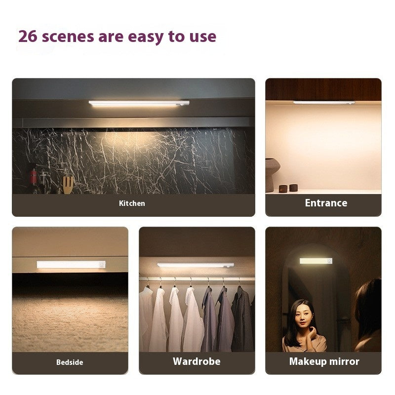 Stair Magnetic Three-color Wireless Led Smart Rechargeable Wardrobe Wine Closet Light Bar