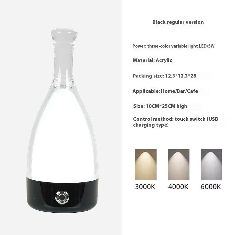 Portable Wine Bottle Charging Lamp Leather Led Touch Dimming Atmosphere Small Night Lamp