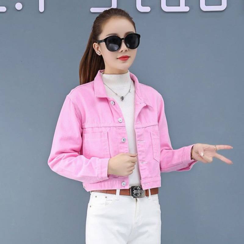 Fashion Simple Solid Color Short Denim Jacket