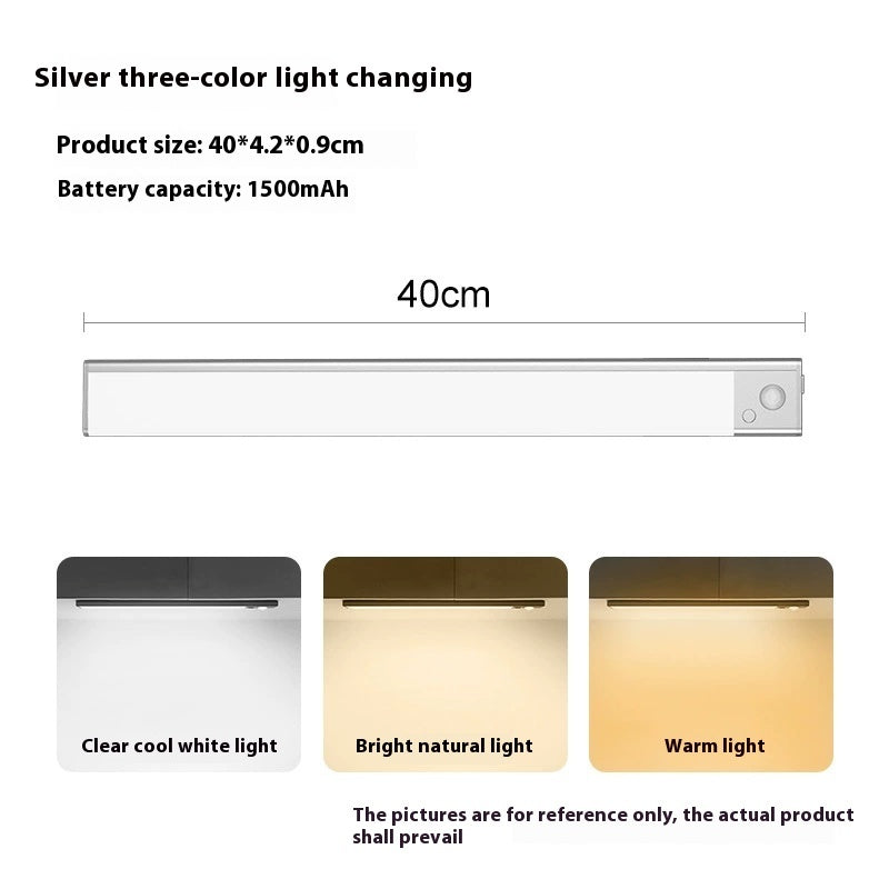 Stair Magnetic Three-color Wireless Led Smart Rechargeable Wardrobe Wine Closet Light Bar