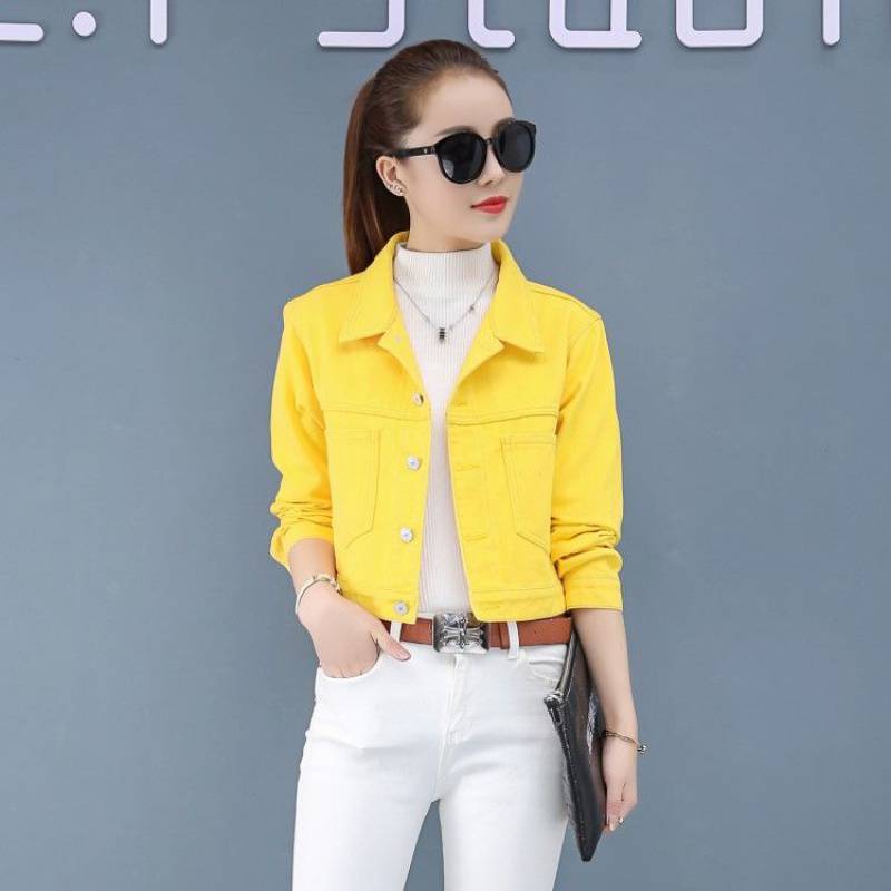 Fashion Simple Solid Color Short Denim Jacket