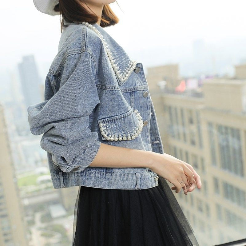Women's Trendy Loose Petite Short Denim Jacket