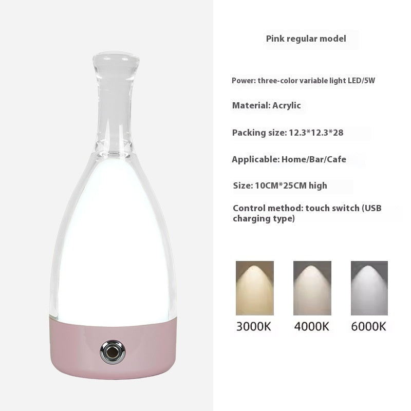 Portable Wine Bottle Charging Lamp Leather Led Touch Dimming Atmosphere Small Night Lamp