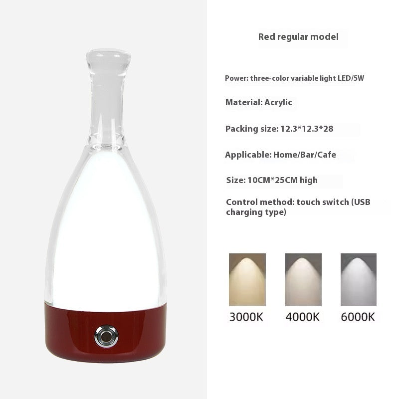 Portable Wine Bottle Charging Lamp Leather Led Touch Dimming Atmosphere Small Night Lamp