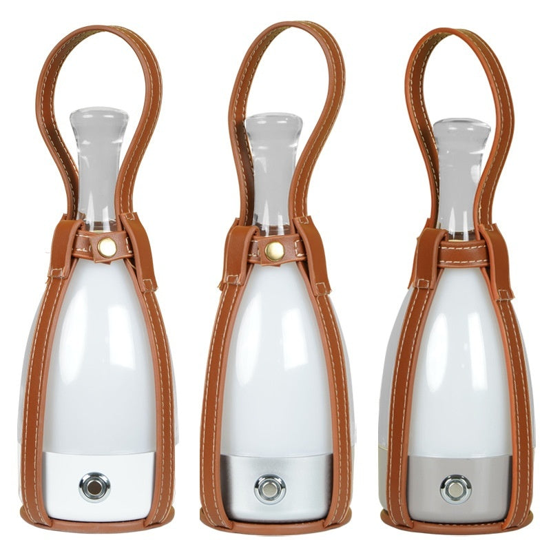 Portable Wine Bottle Charging Lamp Leather Led Touch Dimming Atmosphere Small Night Lamp