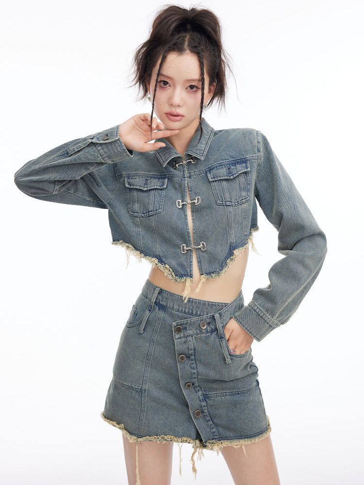 Women's Fashionable Jacket Skirt Two-piece Set