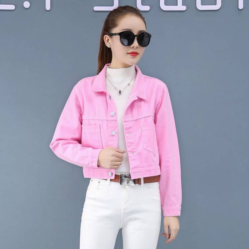 Fashion Simple Solid Color Short Denim Jacket
