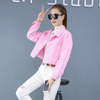 Fashion Simple Solid Color Short Denim Jacket