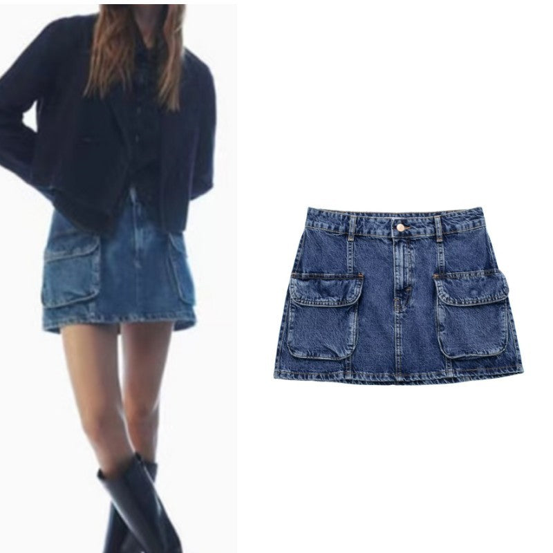 Women's Fashion Work Section Denim Half Skirt