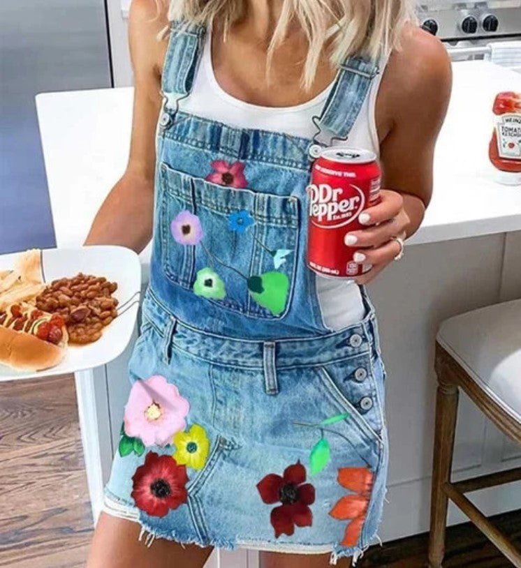 Ladies Slim Suspender Half Body Denim Suspender Skirt