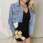 Women's Short Denim Jacket High Waist Slim Skirt Two Piece Suit