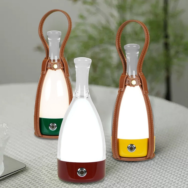 Portable Wine Bottle Charging Lamp Leather Led Touch Dimming Atmosphere Small Night Lamp
