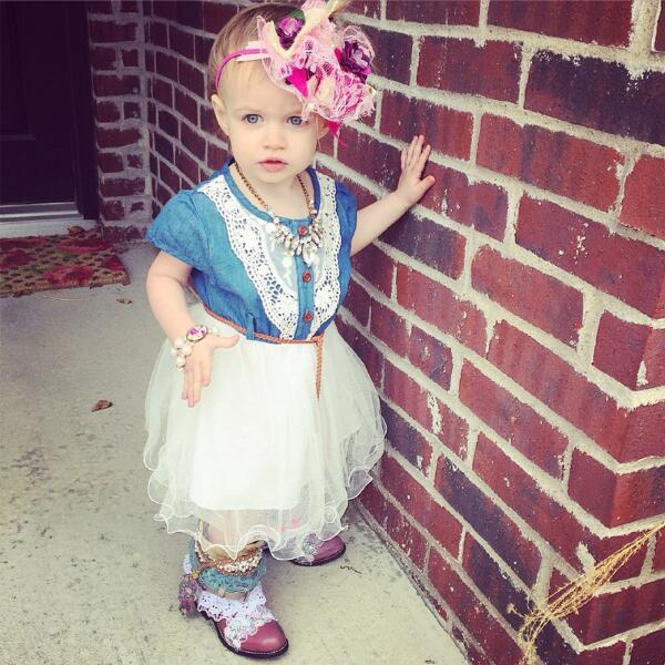 Denim Half-sleeve Stitching Mesh Skirt