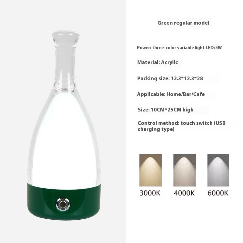 Portable Wine Bottle Charging Lamp Leather Led Touch Dimming Atmosphere Small Night Lamp