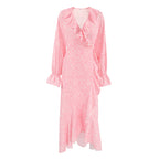 Elegant Ruffled V-neck Flared Sleeves Fishtail Dress