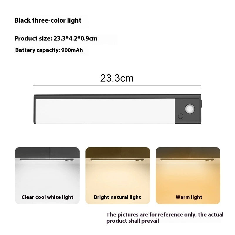 Stair Magnetic Three-color Wireless Led Smart Rechargeable Wardrobe Wine Closet Light Bar